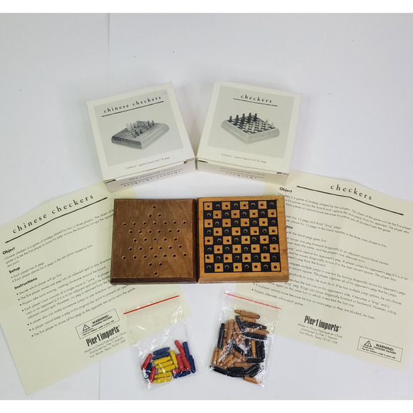 Pier 1 imports Chinese Checkers & Checkers Mini Travel Board Games - Picture 2 of 9